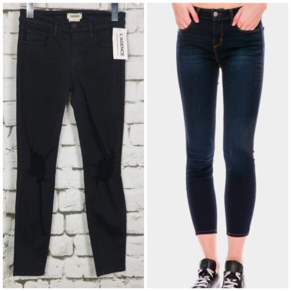 L'AGENCE Mazzy Skinny Low Rise Stretch Ankle Jean Black Size 25 NWT MSRP $279 - Picture 1 of 7